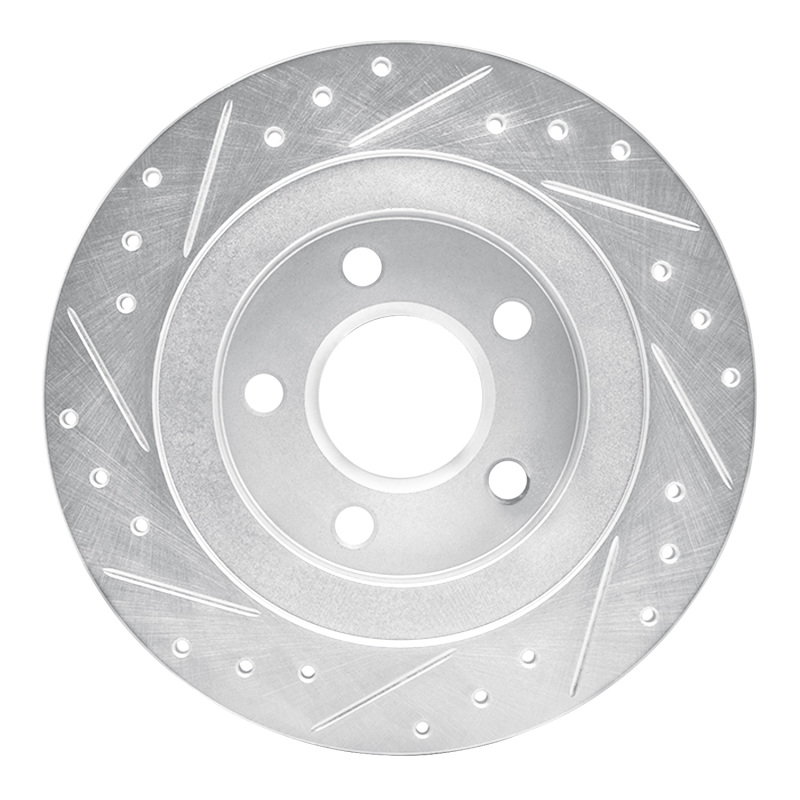 Buick Park Avenue Brake Rotor (1) - Rear Right - R1 Concepts - Drilled & Slotted - Silver - `98-`05